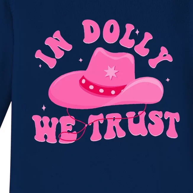 In D.O.L.L.Y We Trust Pink Hat Baby Long Sleeve Bodysuit