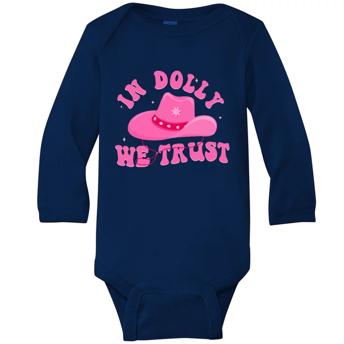 In D.O.L.L.Y We Trust Pink Hat Baby Long Sleeve Bodysuit