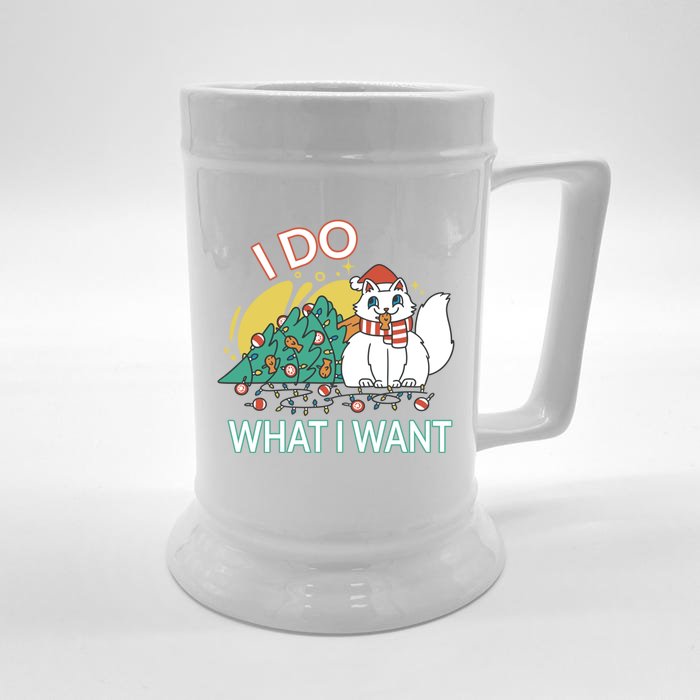 I Do What I Want Mischievous Christmas Cat Meaningful Gift Front & Back Beer Stein