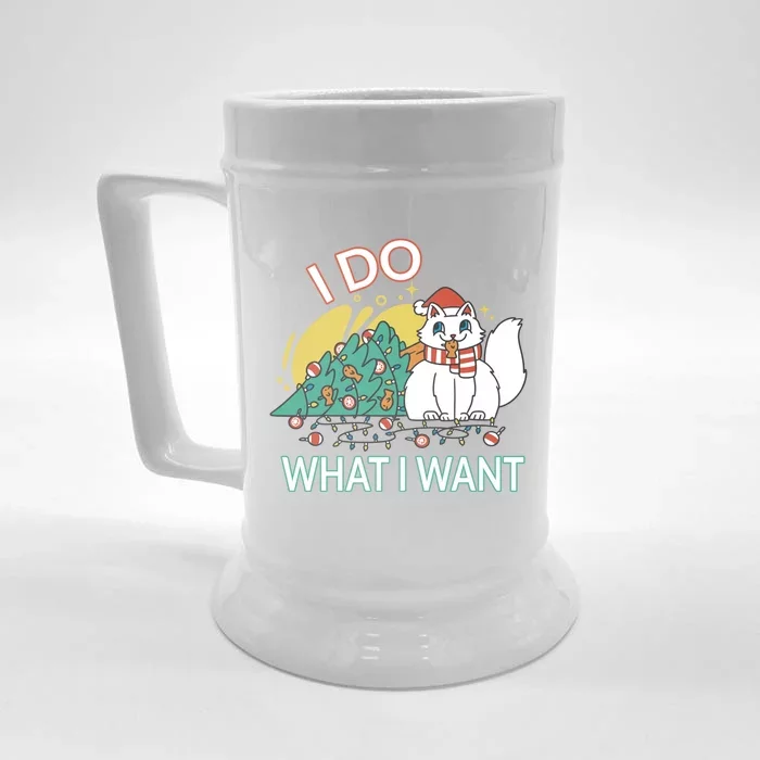 I Do What I Want Mischievous Christmas Cat Meaningful Gift Front & Back Beer Stein