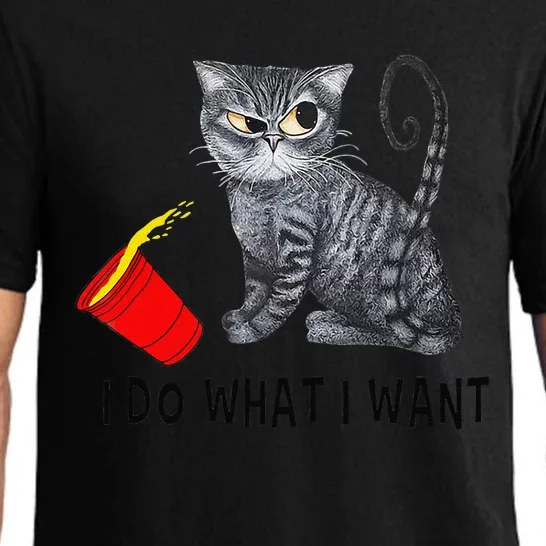 I Do What I Want Cat Coffee Black Cat Red Cup Funny Graphic Gift Pajama Set