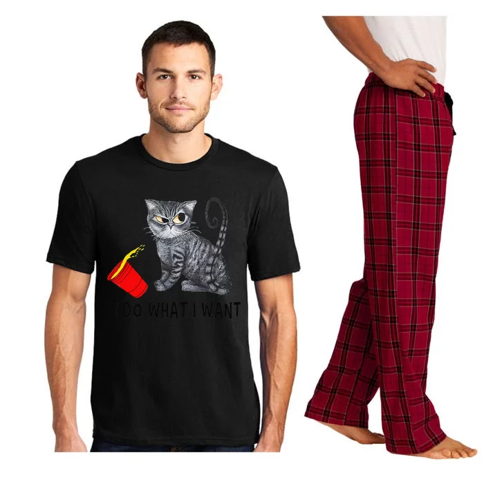 I Do What I Want Cat Coffee Black Cat Red Cup Funny Graphic Gift Pajama Set