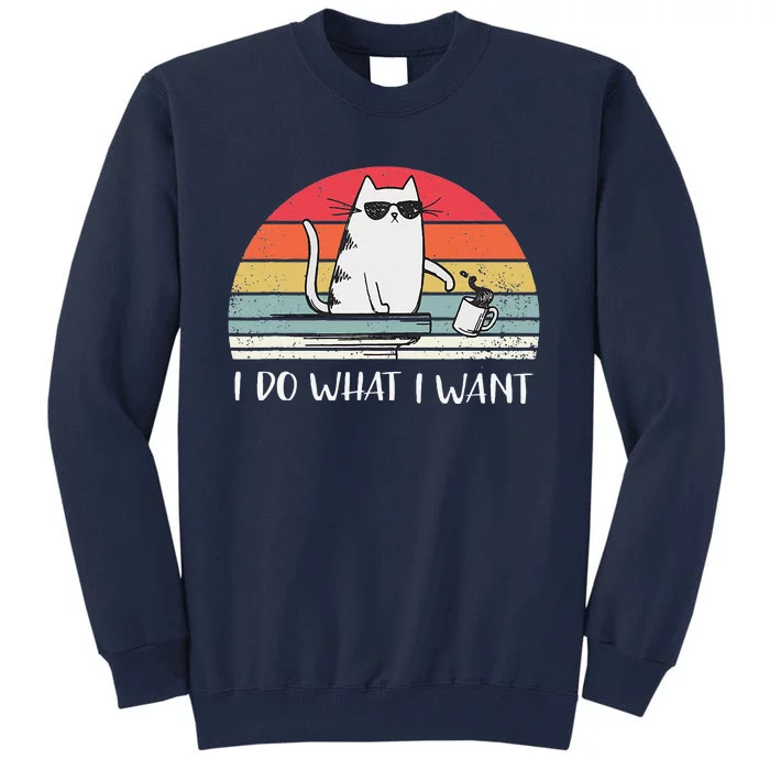 I Do What I Want Funny Black Cat Lovers Tall Sweatshirt