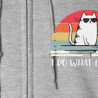 I Do What I Want Funny Black Cat Lovers Full Zip Hoodie