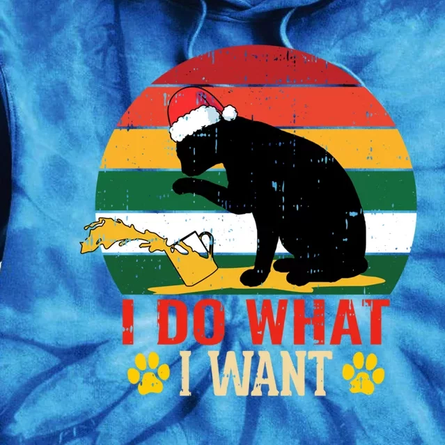 I Do What I Want Cat Christmas Pajama Funny Kitten Xmas Gift Tie Dye Hoodie