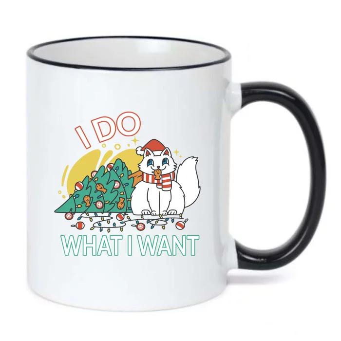 I Do What I Want Mischievous Christmas Cat Gift Black Color Changing Mug