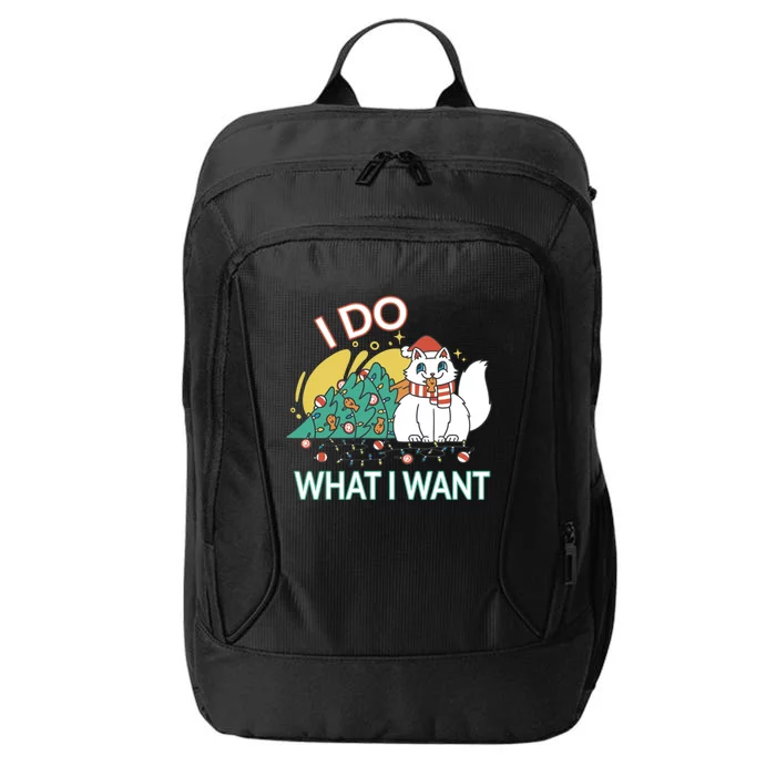 I Do What I Want Mischievous Christmas Cat Gift City Backpack