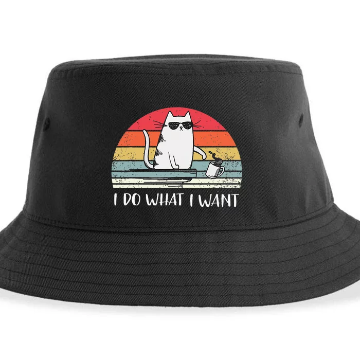 I Do What I Want Funny Black Cat Lovers Sustainable Bucket Hat