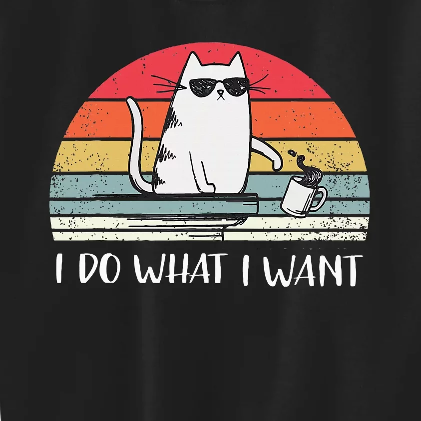 I Do What I Want Funny Black Cat Lovers Kids Sweatshirt