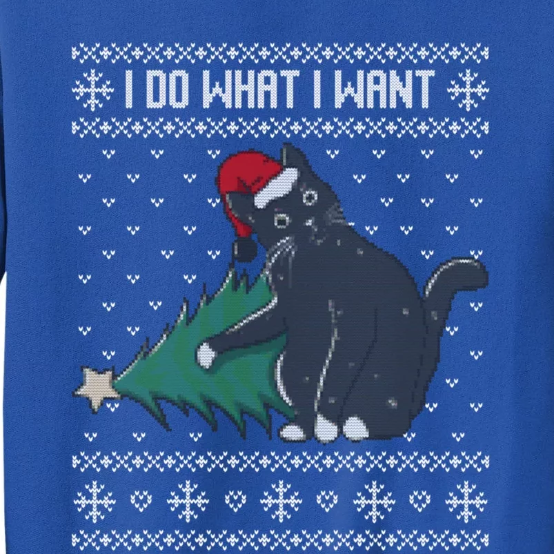 I Do What I Want Santa Cat Christmas Tree Ugly Sweater Xmas Cute Gift Sweatshirt