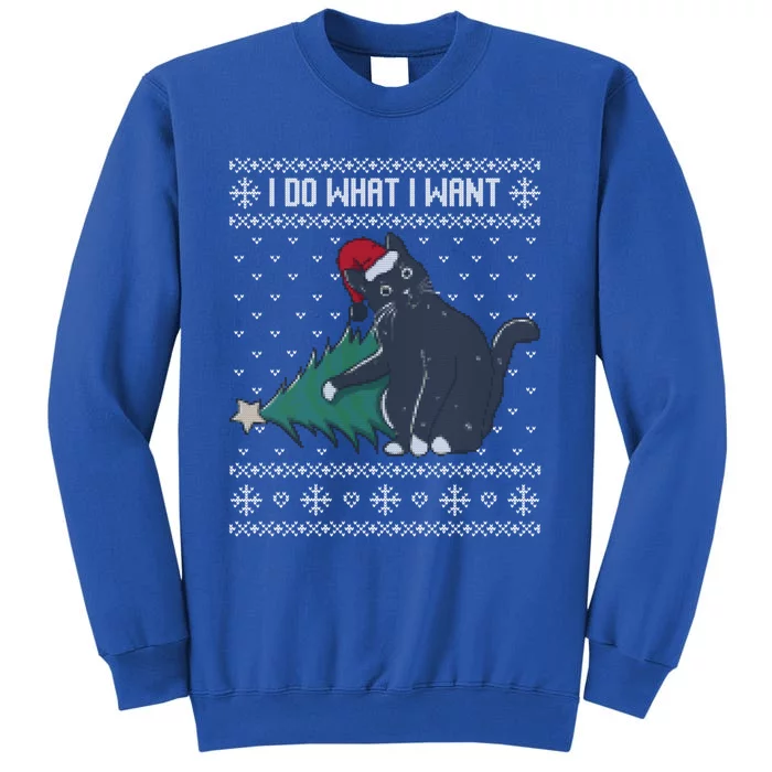 I Do What I Want Santa Cat Christmas Tree Ugly Sweater Xmas Cute Gift Sweatshirt