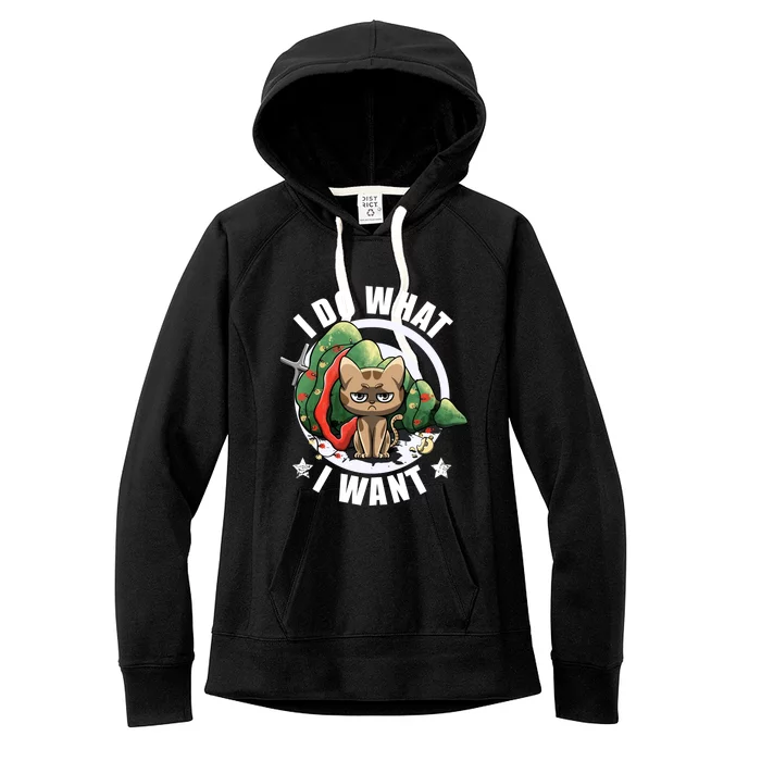 I Do What I Want Funny Cat Dad Cat Moms Christmas Cat Lovers Cool Gift Women's Fleece Hoodie