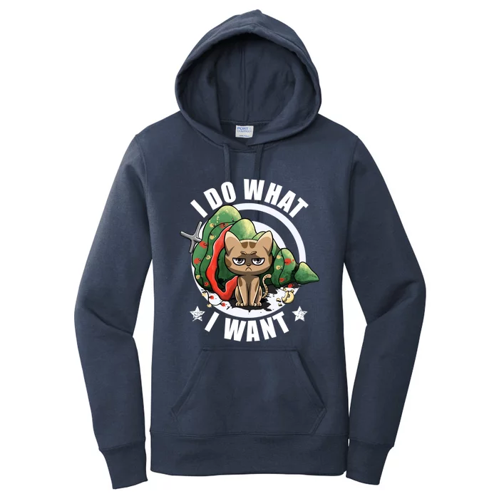 I Do What I Want Funny Cat Dad Cat Moms Christmas Cat Lovers Cool Gift Women's Pullover Hoodie