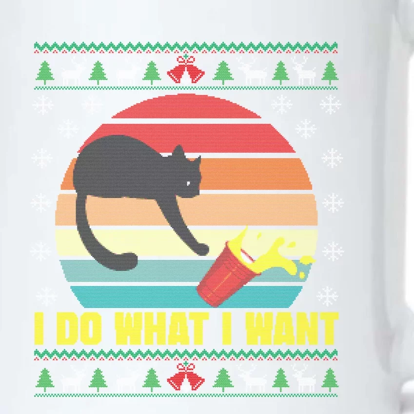 I Do What I Want Funny Cat Red Cup Sunset Ugly Xmas Sweater Meaningful Gift Black Color Changing Mug