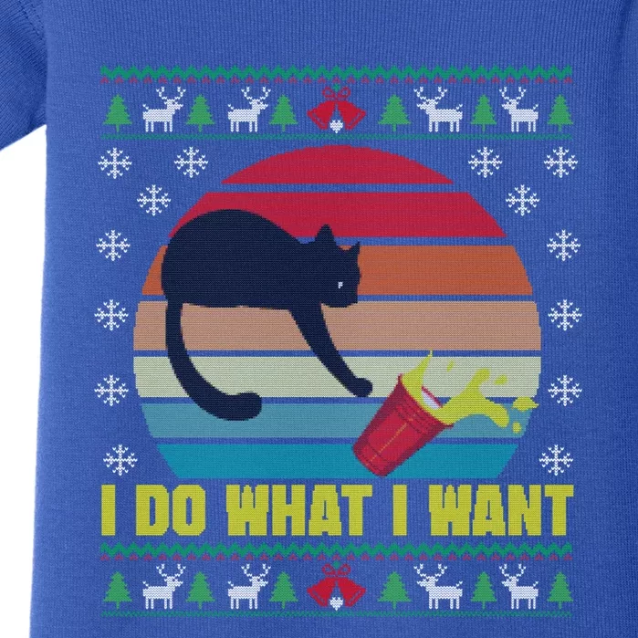 I Do What I Want Funny Cat Red Cup Sunset Ugly Xmas Sweater Meaningful Gift Baby Bodysuit