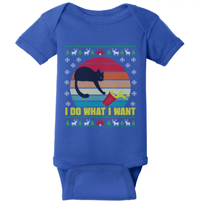 I Do What I Want Funny Cat Red Cup Sunset Ugly Xmas Sweater Meaningful Gift Baby Bodysuit