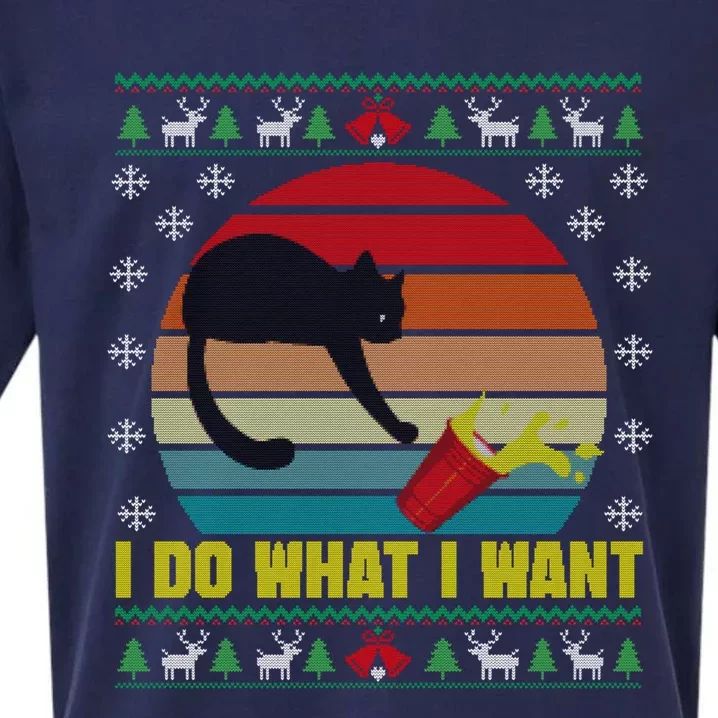 I Do What I Want Funny Cat Red Cup Sunset Ugly Xmas Sweater Meaningful Gift Sueded Cloud Jersey T-Shirt