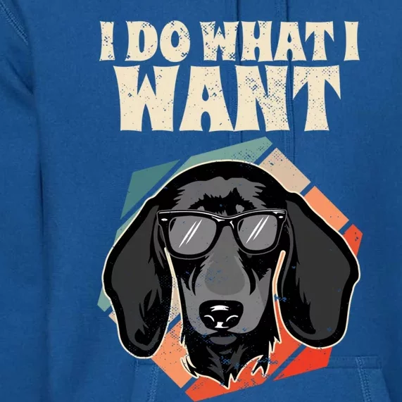 I Do What I Want I Retro Wiener Dog I Dachshund Gift Premium Hoodie