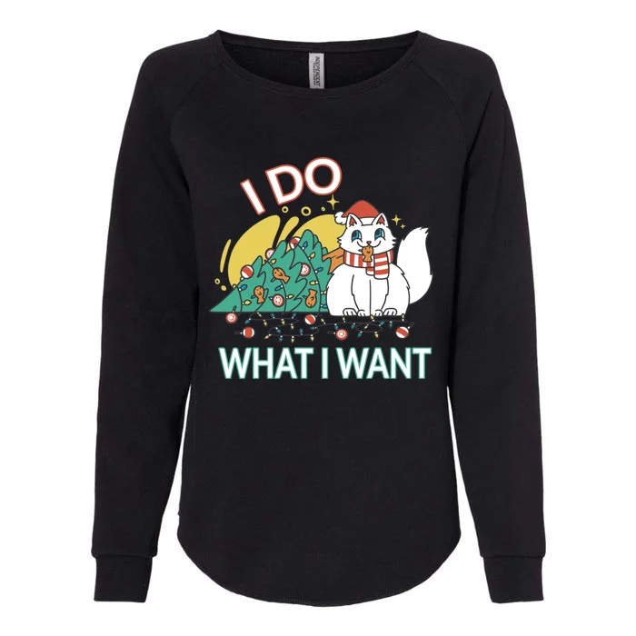 I Do What I Want Mischievous Christmas Cat Great Gift Womens California Wash Sweatshirt