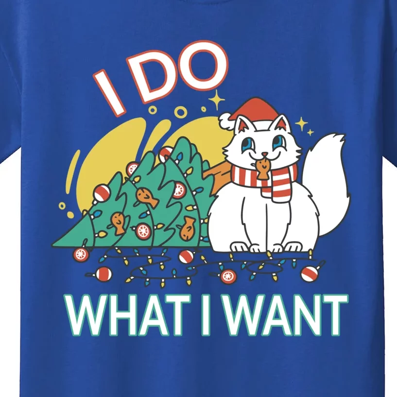 I Do What I Want Mischievous Christmas Cat Great Gift Kids T-Shirt