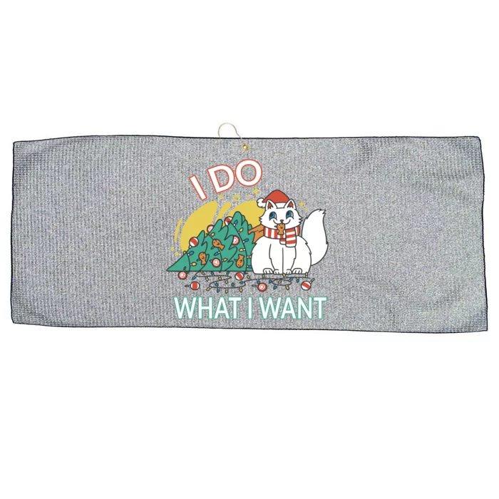 I Do What I Want Mischievous Christmas Cat Great Gift Large Microfiber Waffle Golf Towel