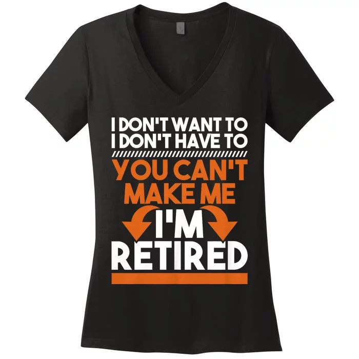 I DonT Want To I DonT Have To Retirement Retiree Pension Women's V-Neck T-Shirt