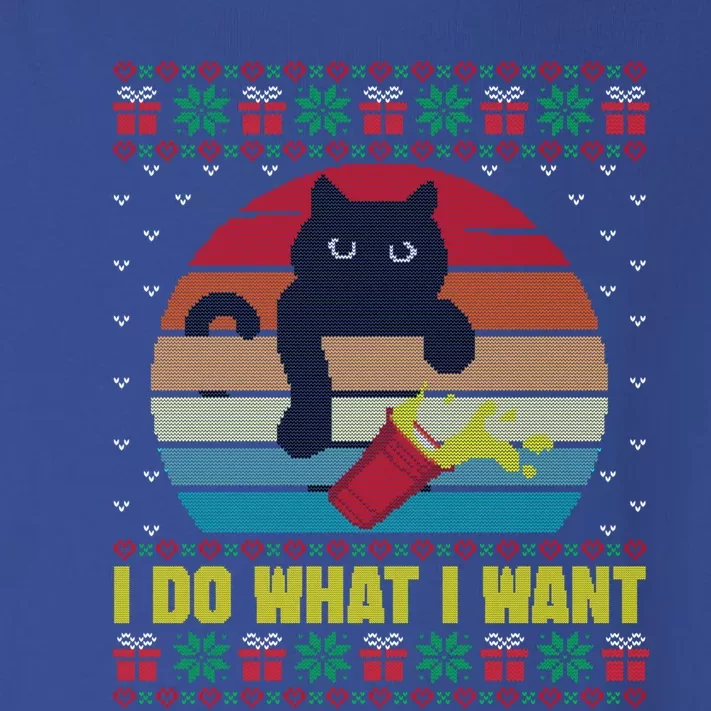 I Do What I Want Ugly Xmas Sweater Red Cup Cat Lover Gift Toddler Long Sleeve Shirt