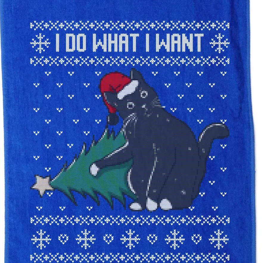 I Do What I Want Santa Cat Christmas Tree Ugly Sweater Xmas Cute Gift Platinum Collection Golf Towel