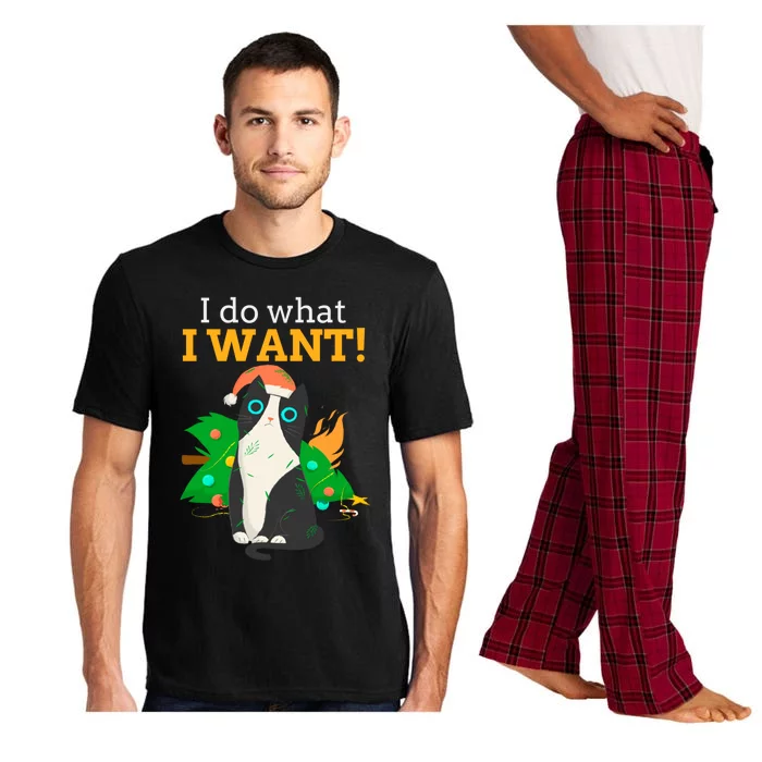 I Do What I Want Cat Christmas Funny Graphic Great Gift Pajama Set