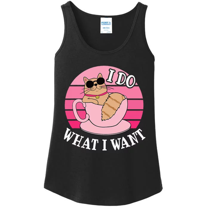 I Do What I Want Funny Cat Lover Teacup Ladies Essential Tank