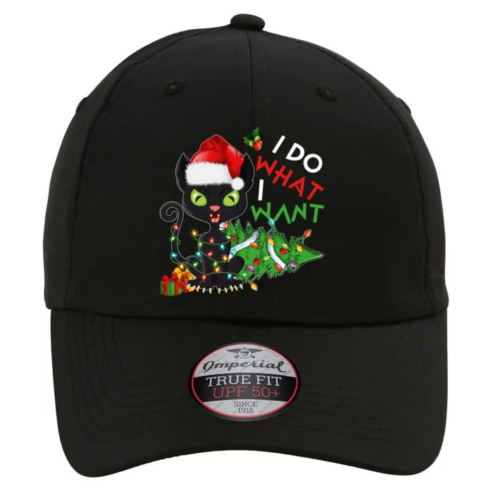 I Do What I Want Christmas Cat Santa Hat Christmas Tree Gift The Original Performance Cap