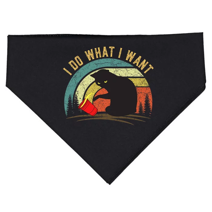 I Do What I Want Cat Coffee Black Cat Red Cup Funny Graphic USA-Made Doggie Bandana