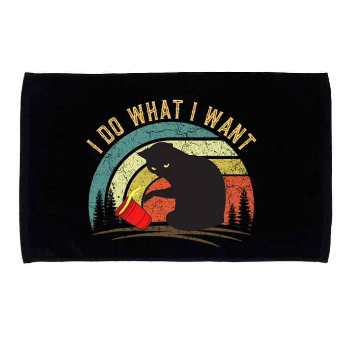 I Do What I Want Cat Coffee Black Cat Red Cup Funny Graphic Microfiber Hand Towel