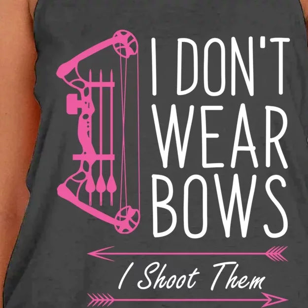 I Dont Wear Bows I Shoot Them Funny Archery Meaningful Gift Women's Knotted Racerback Tank