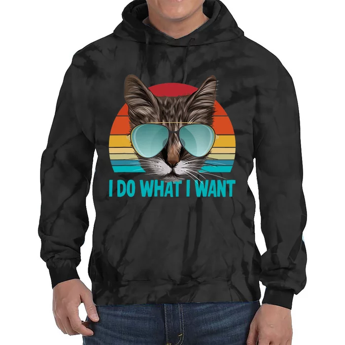 I Do What I Want Cat Tie Dye Hoodie