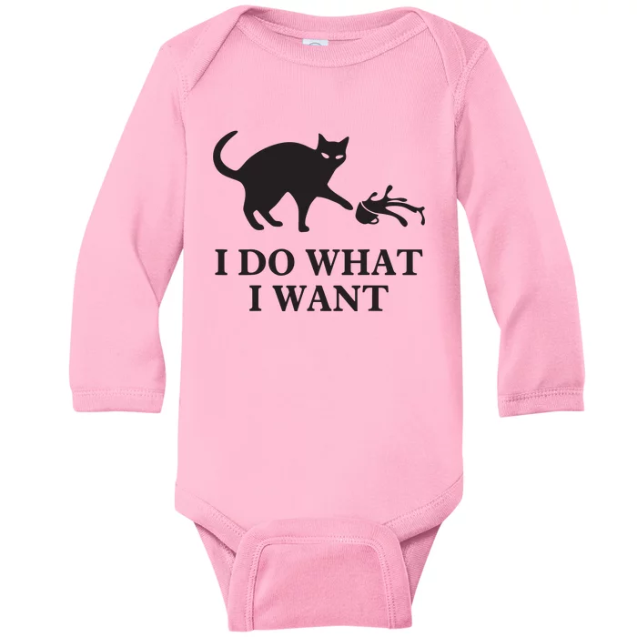 I Do What I Want Cat Gift Baby Long Sleeve Bodysuit