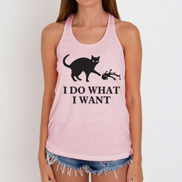 I Do What I Want Cat Gift Women's Knotted Racerback Tank