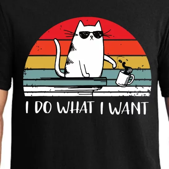 I Do What I Want Funny Black Cat Lovers Pajama Set