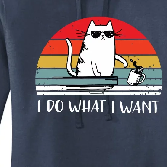 I Do What I Want Funny Black Cat Lovers Women's Pullover Hoodie