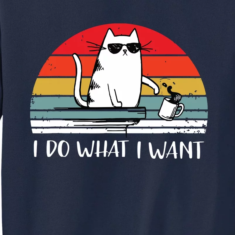 I Do What I Want Funny Black Cat Lovers Tall Sweatshirt