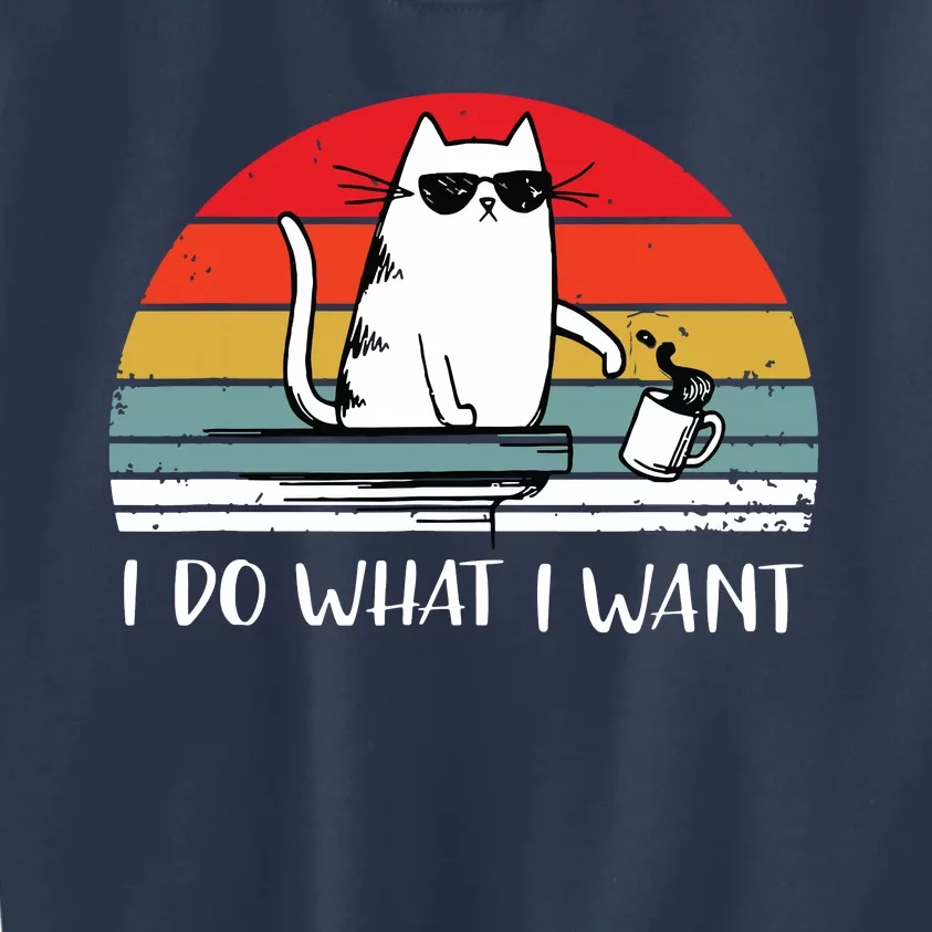 I Do What I Want Funny Black Cat Lovers Kids Sweatshirt