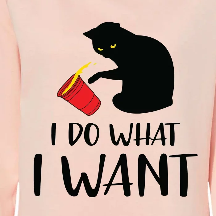 I Do What I Want Funny Black Cat Red Cup Funny My Cat Womens California Wash Sweatshirt