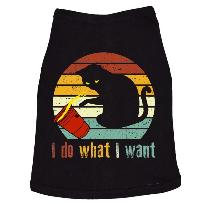 I Do What I Want Cat Coffee Black Cat Red Cup Funny Graphic Doggie Tank