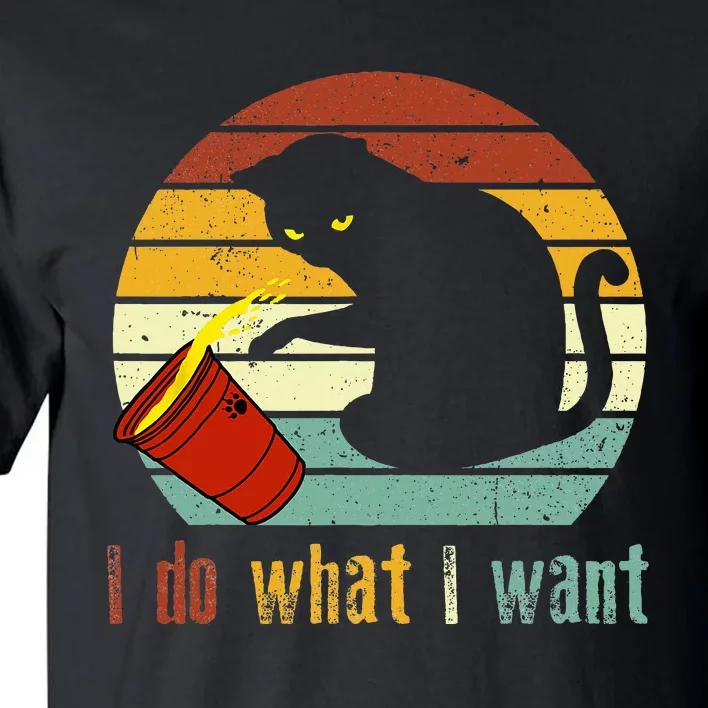 I Do What I Want Cat Coffee Black Cat Red Cup Funny Graphic Tall T-Shirt