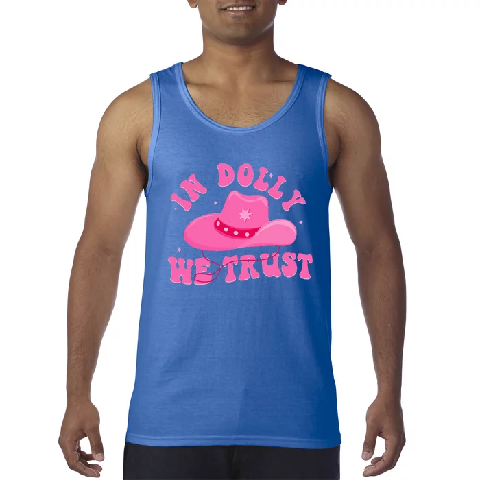 In D.O.L.L.Y We Trust Pink Hat Tank Top