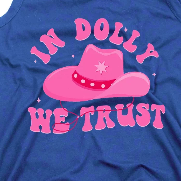 In D.O.L.L.Y We Trust Pink Hat Tank Top