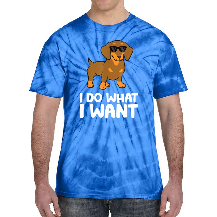 I Do What I Want Cute Dachshund Gift Tie-Dye T-Shirt