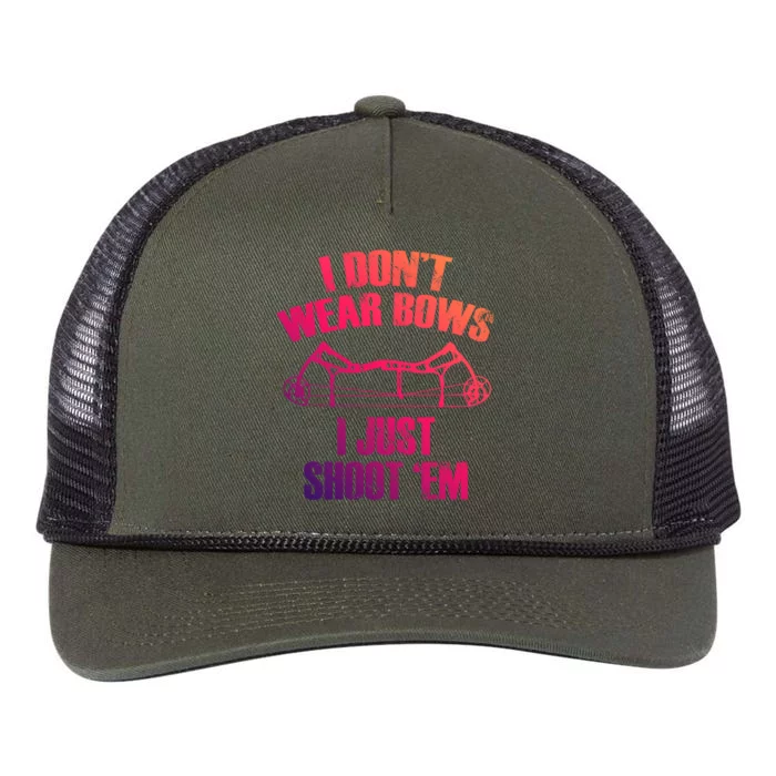 I Dont Wear Bows I Just Shoot Them Deer Hunting Funny Gift Retro Rope Trucker Hat Cap