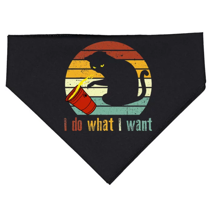 I Do What I Want Cat Coffee Black Cat Red Cup Funny Graphic USA-Made Doggie Bandana