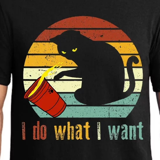 I Do What I Want Cat Coffee Black Cat Red Cup Funny Graphic Pajama Set